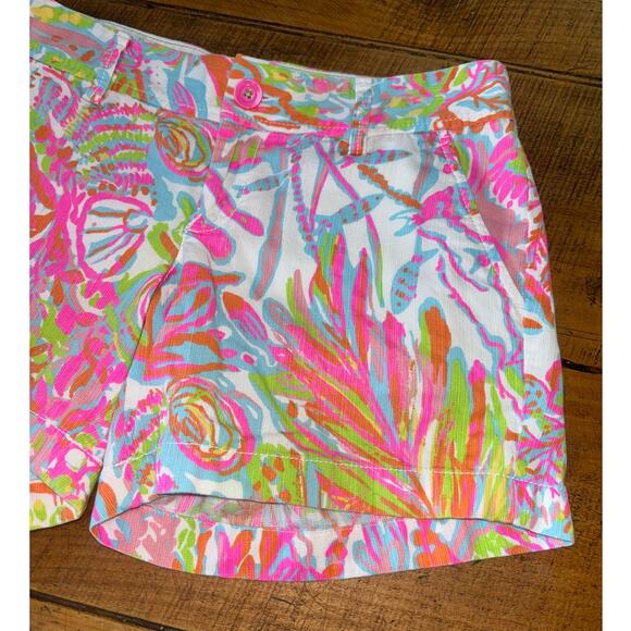 Lilly Pulitzer Womens Callahan Shorts Hot Pink Tropical Pockets Size 4 - Picture 2 of 8